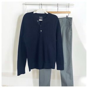 Abercrombie & Fitch navy Blue wool Blend Henley Sweater S